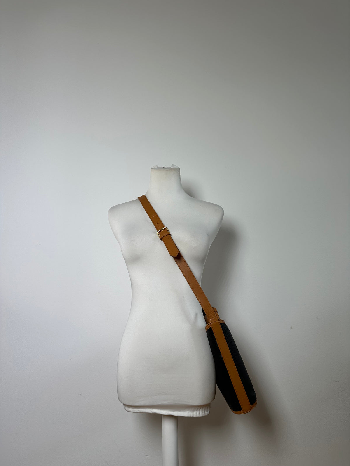 Vintage Yves Saint Laurent Woven Flap Crossbody Bag Late 1990s Black Tan