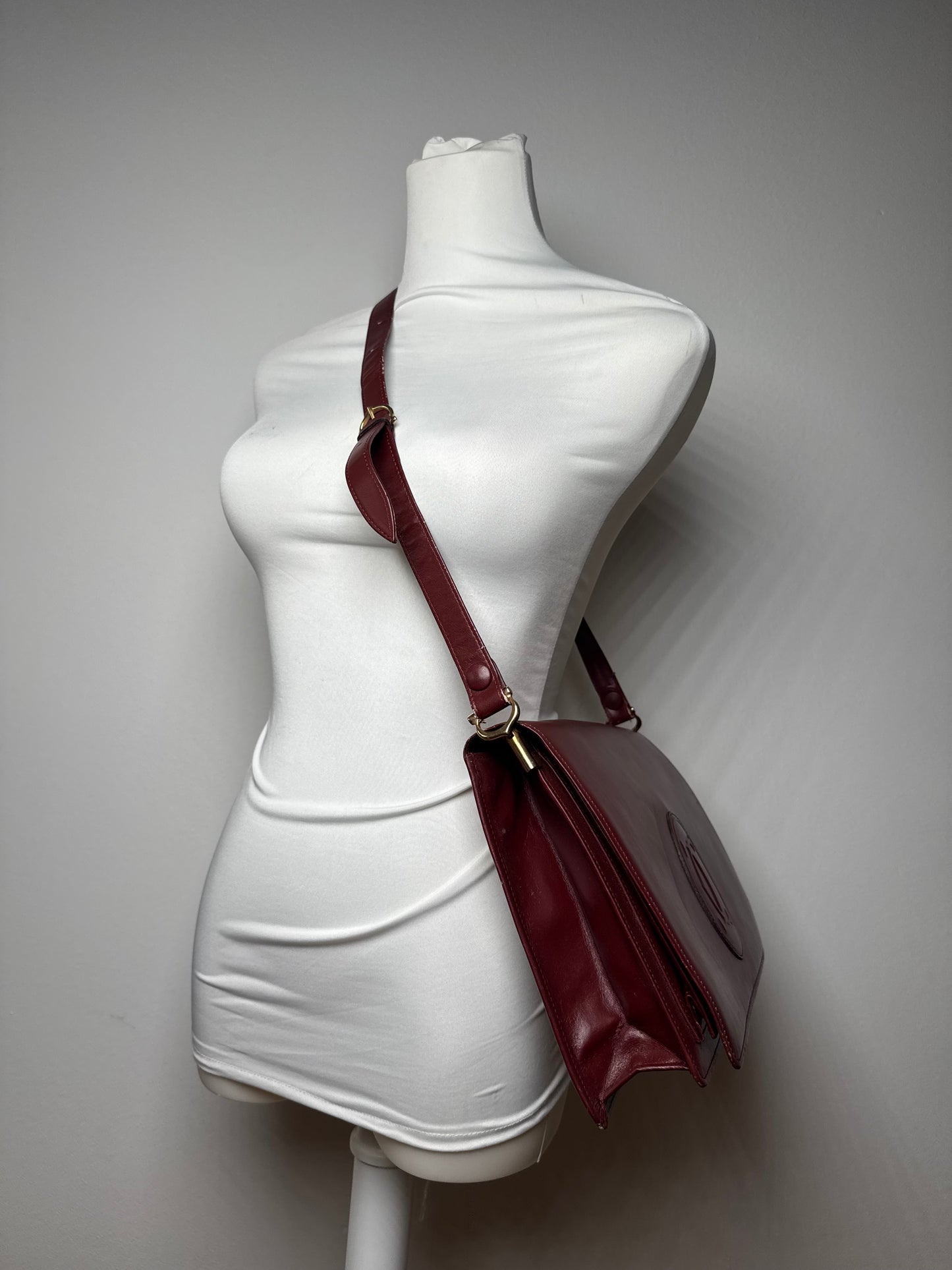 Vintage Cartier Leather Bag Burgundy
