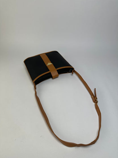 Vintage Yves Saint Laurent Woven Flap Crossbody Bag Late 1990s Black Tan