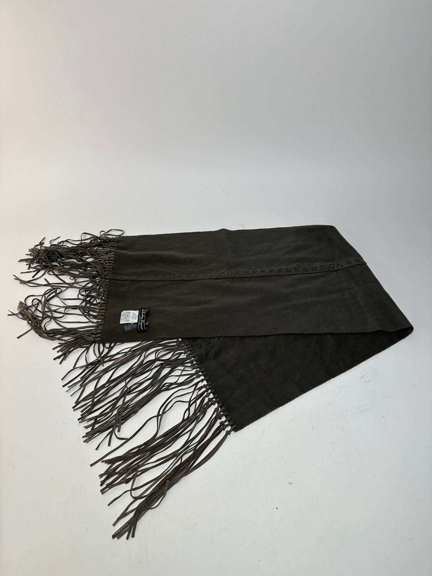 Vintage Salvatore Ferragamo Cashmere Leather Scarf anthracite