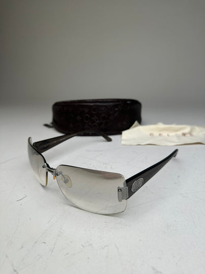 Vintage Celine Logo Sunglasses Grey Black Silver-Tone Accents