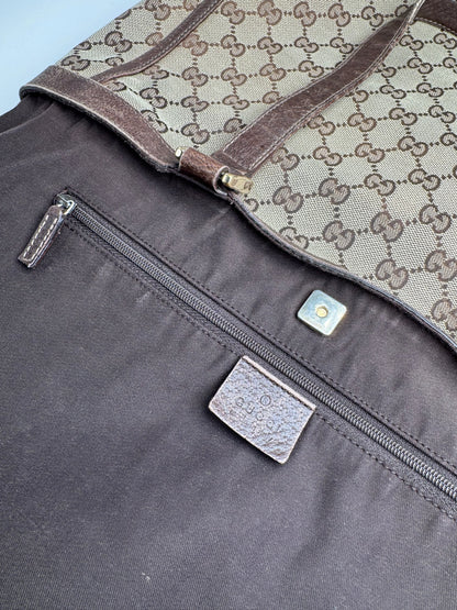 Vintage Gucci Monogram Handbag Beige Brown