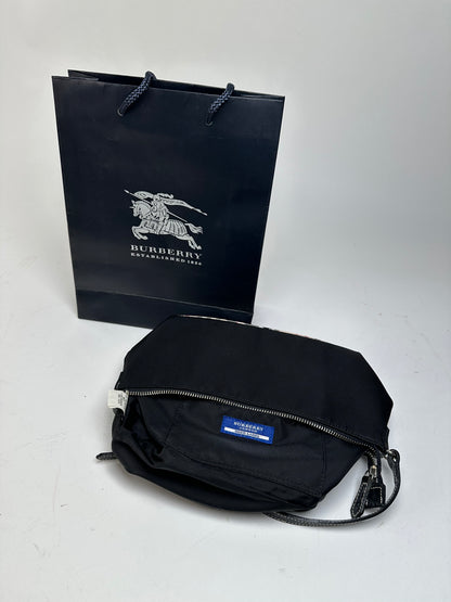 Vintage Burberry Blue Label Mini Shoulder Bag Black Nylon Nova Check