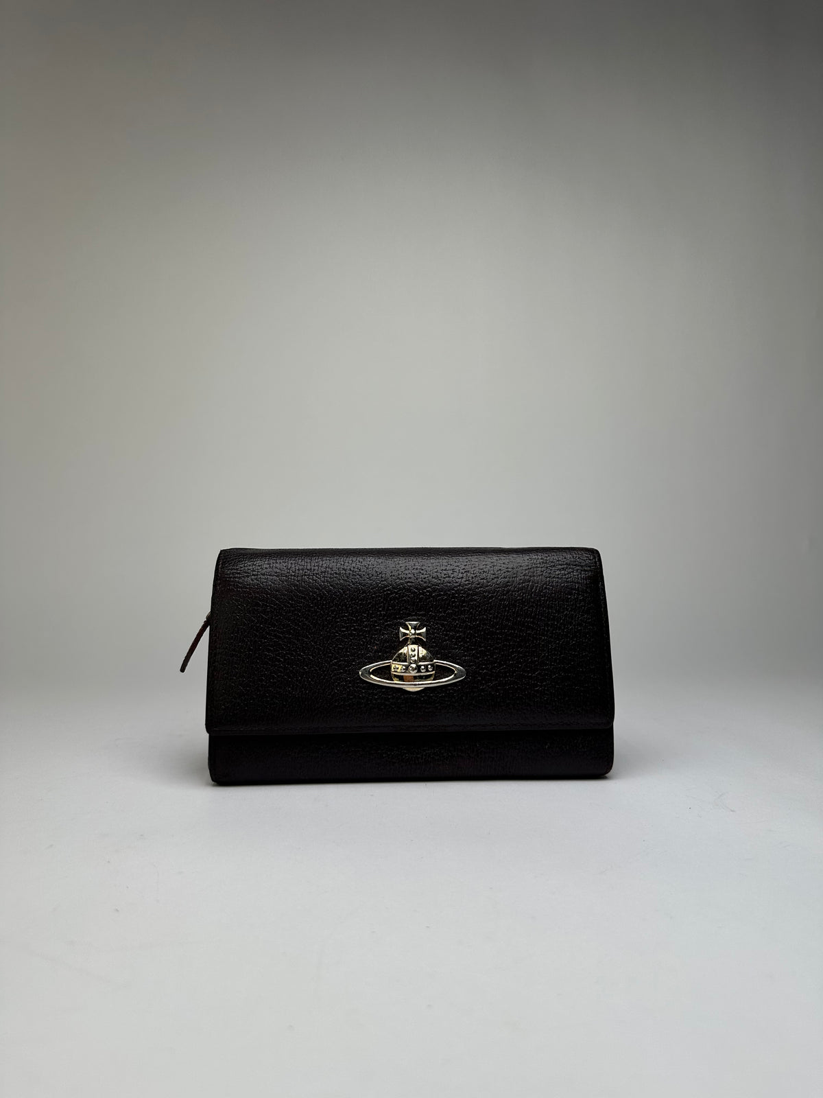 Vintage Vivienne Westwood Textured Leather Flap Wallet Dark Brown