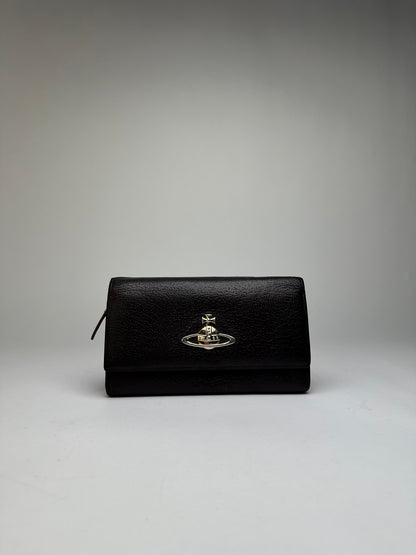 Vintage Vivienne Westwood Textured Leather Flap Wallet Dark Brown