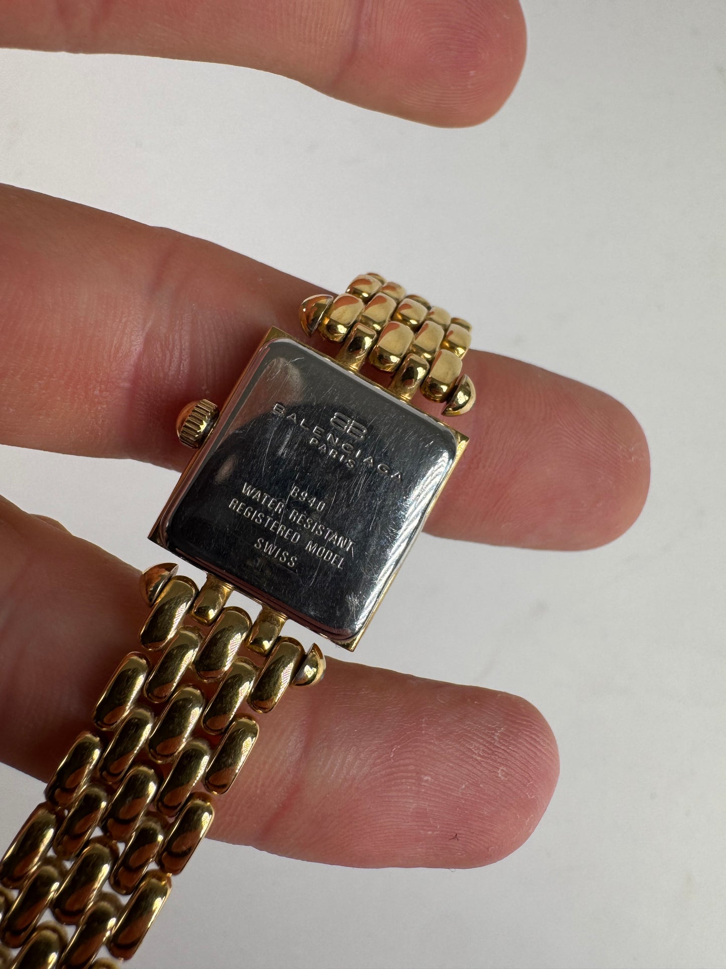 Montre à quartz vintage Balenciaga en acier doré