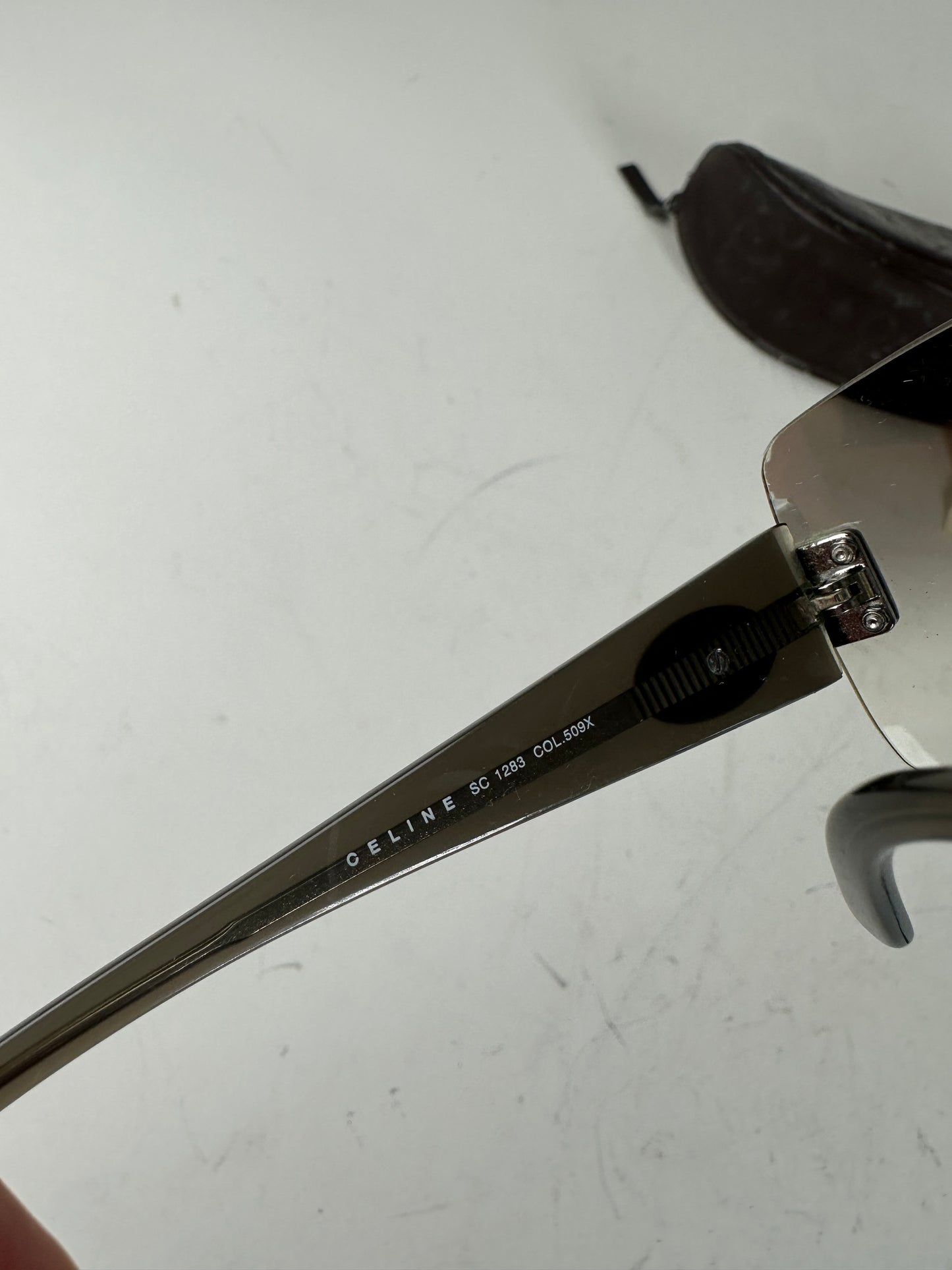 Vintage Celine Logo Sunglasses Grey Black Silver-Tone Accents