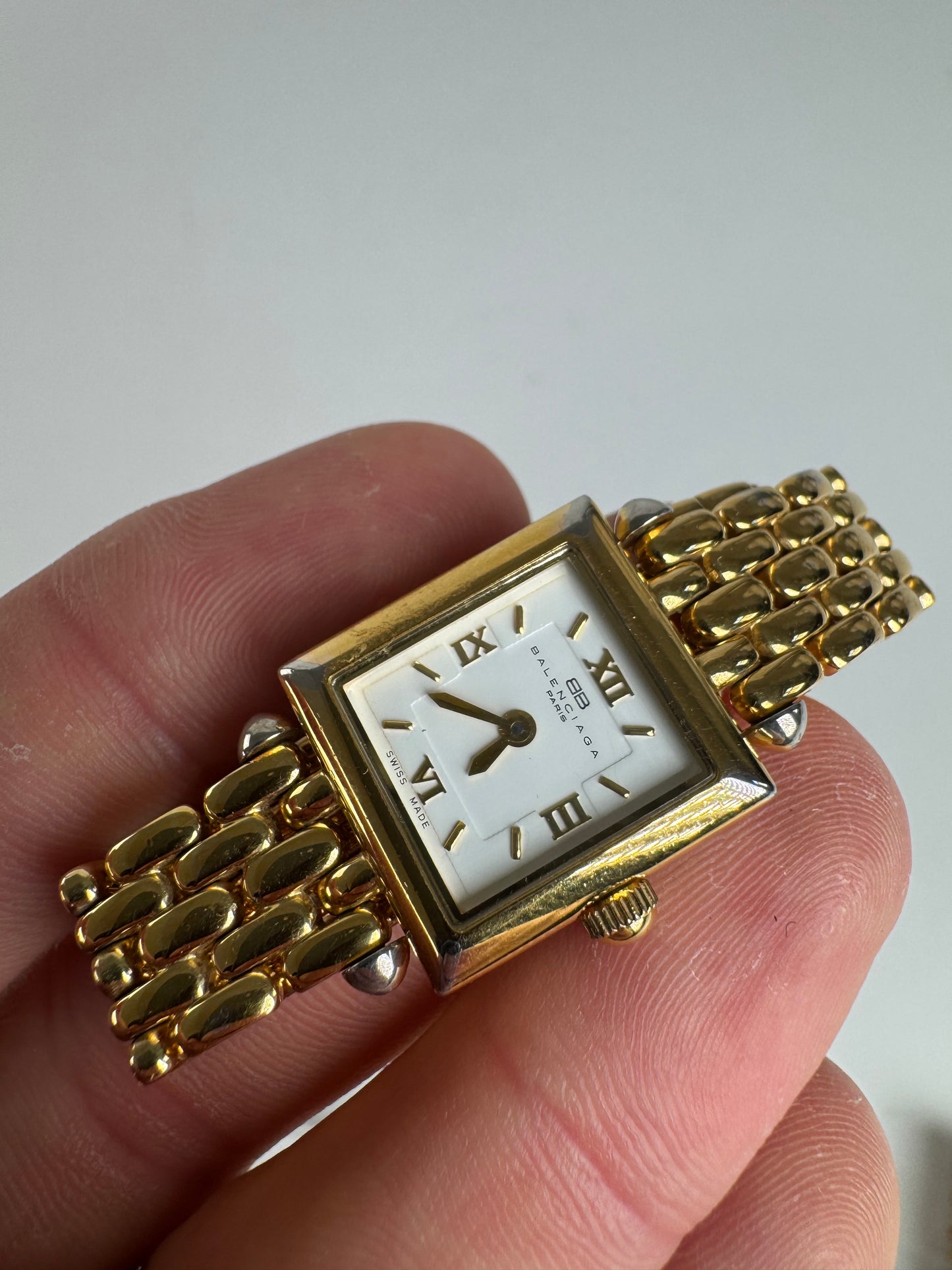 Montre à quartz vintage Balenciaga en acier doré