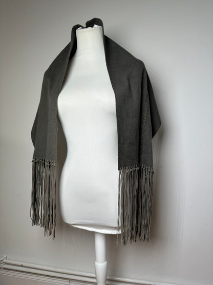 Vintage Salvatore Ferragamo Cashmere Leather Scarf anthracite