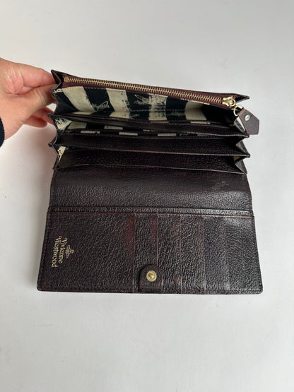 Vintage Vivienne Westwood Textured Leather Flap Wallet Dark Brown