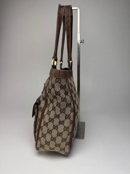 Vintage Gucci Monogram Handbag Beige Brown