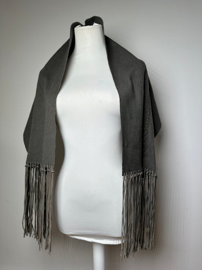 Vintage Salvatore Ferragamo Cashmere Leather Scarf anthracite