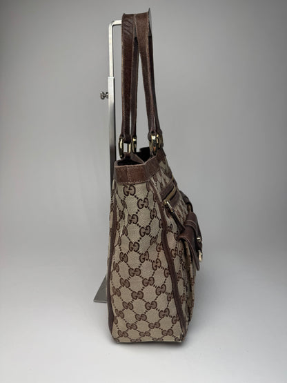Vintage Gucci Monogram Handbag Beige Brown