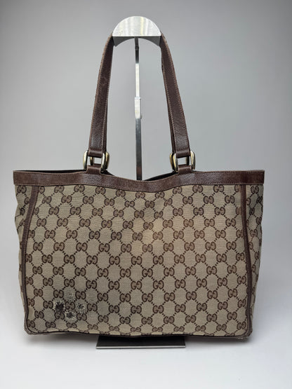 Vintage Gucci Monogram Handbag Beige Brown