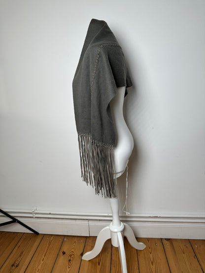 Vintage Salvatore Ferragamo Cashmere Leather Scarf anthracite