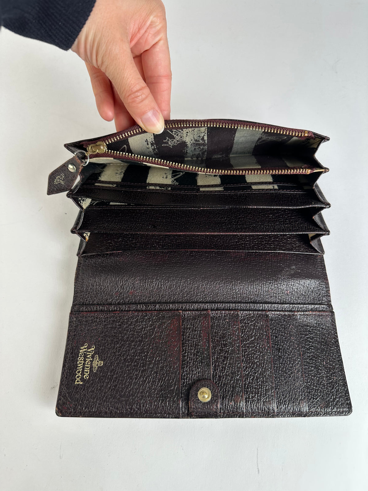 Vintage Vivienne Westwood Textured Leather Flap Wallet Dark Brown