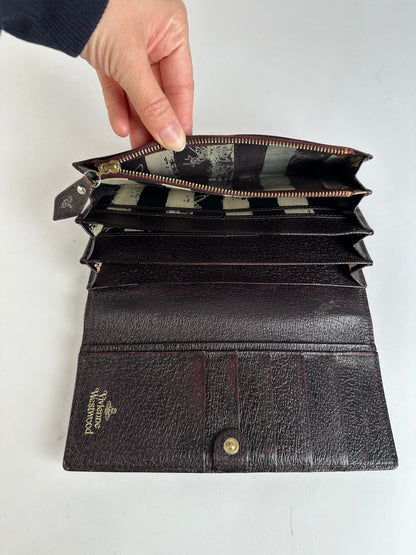Vintage Vivienne Westwood Textured Leather Flap Wallet Dark Brown