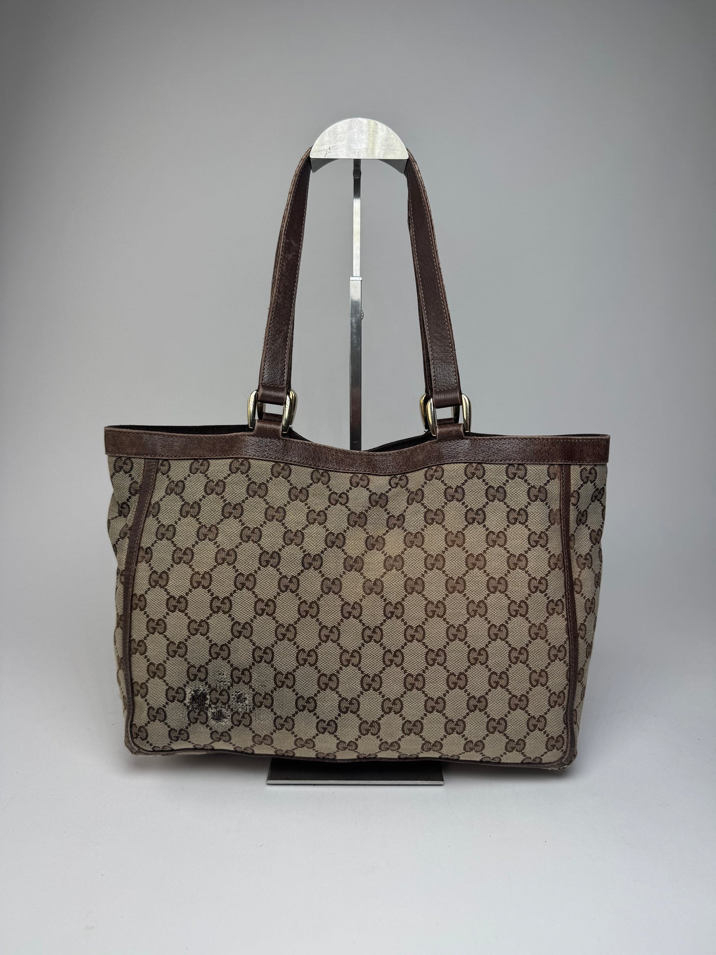 Vintage Gucci Monogram Handbag Beige Brown