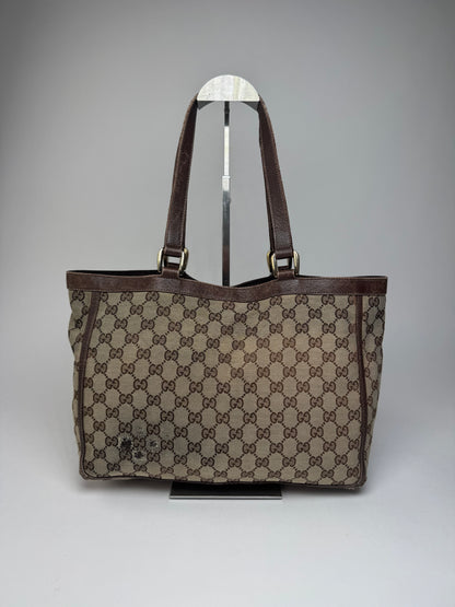 Vintage Gucci Monogram Handbag Beige Brown