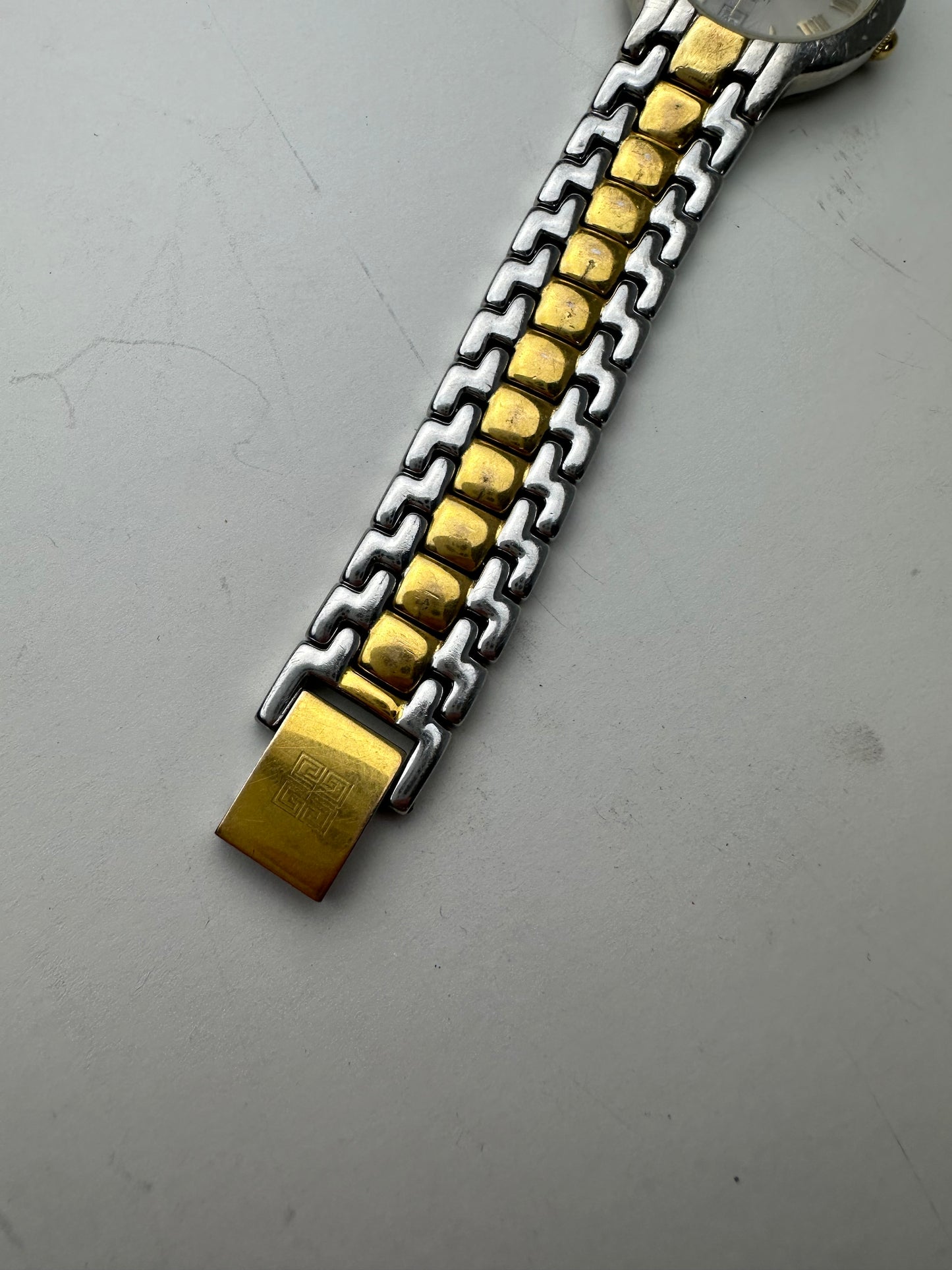 Vintage Givenchy Bracelet Watch Stainless Steel Gold-Tone Accents