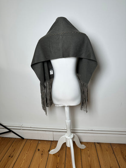 Vintage Salvatore Ferragamo Cashmere Leather Scarf anthracite