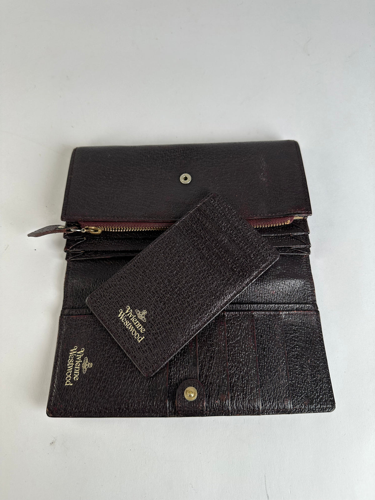 Vintage Vivienne Westwood Textured Leather Flap Wallet Dark Brown