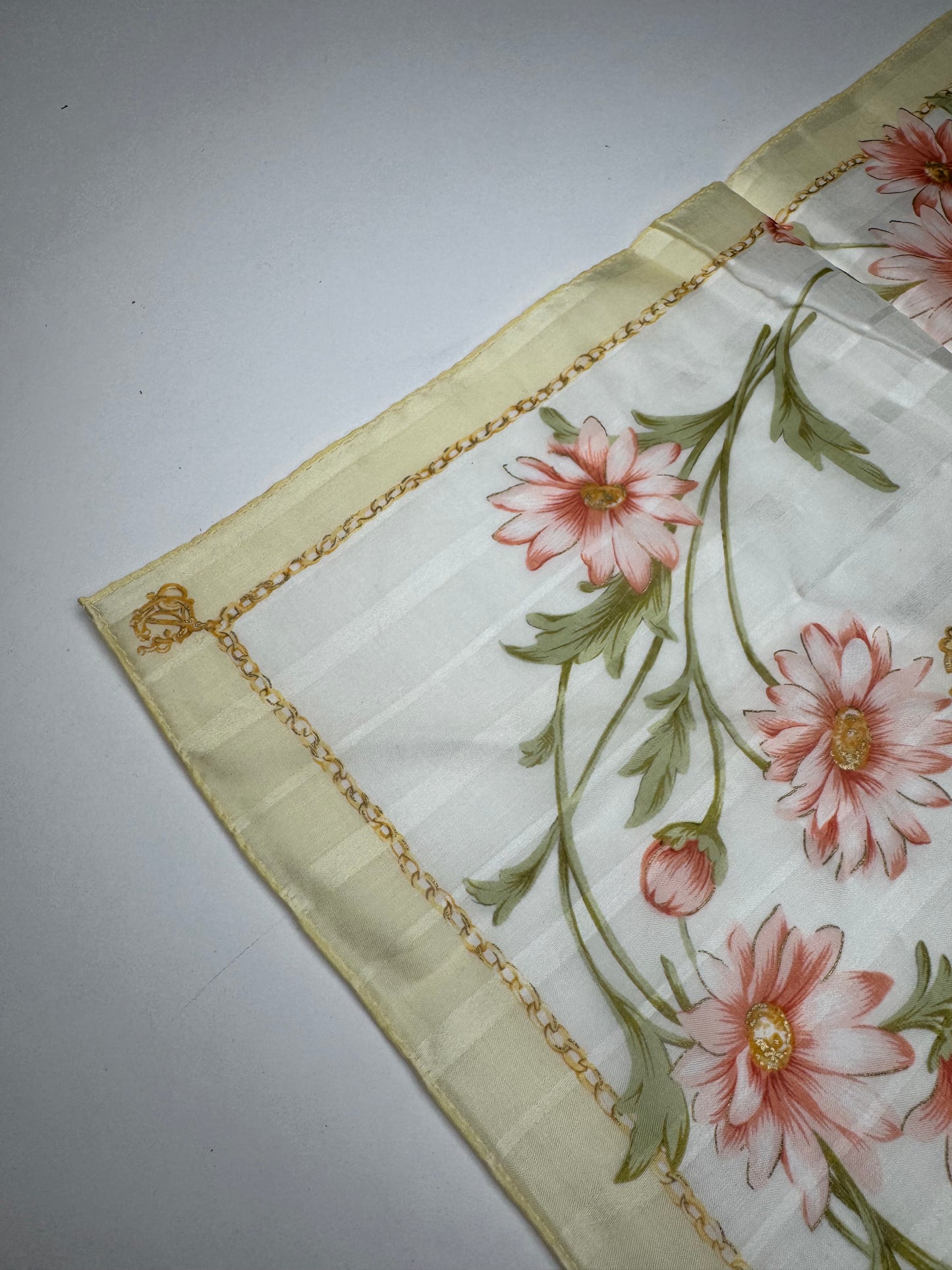 Vintage Dior Floral Scarf Baroque White cream Rose