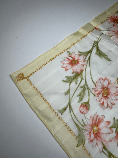 Vintage Dior Floral Scarf Baroque White cream Rose