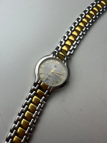 Vintage Givenchy Bracelet Watch Stainless Steel Gold-Tone Accents