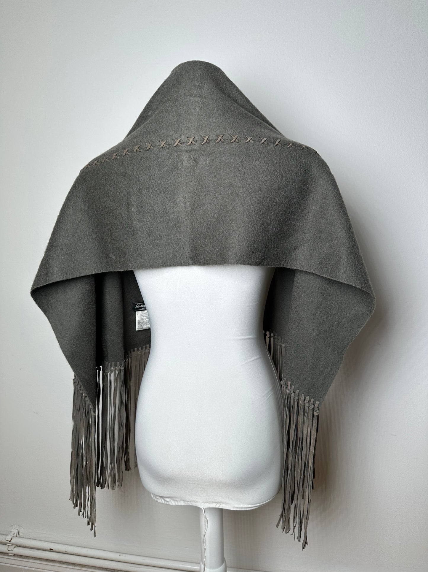 Vintage Salvatore Ferragamo Cashmere Leather Scarf anthracite