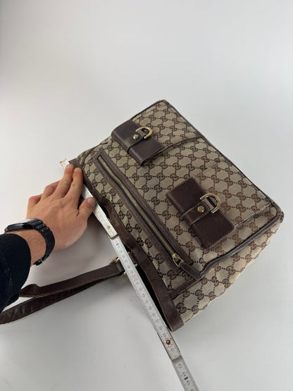 Vintage Gucci Monogram Handbag Beige Brown