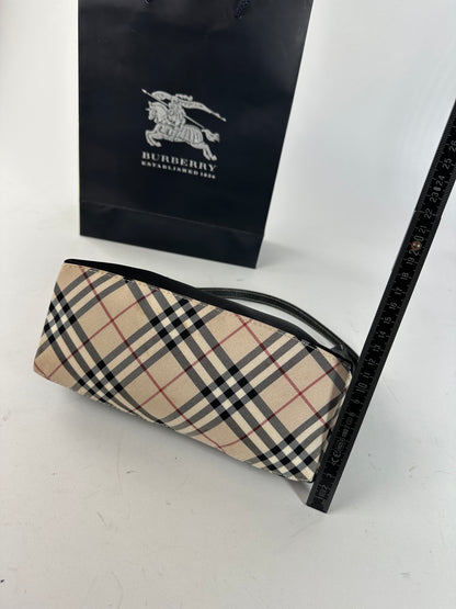Vintage Burberry Blue Label Mini Shoulder Bag Black Nylon Nova Check