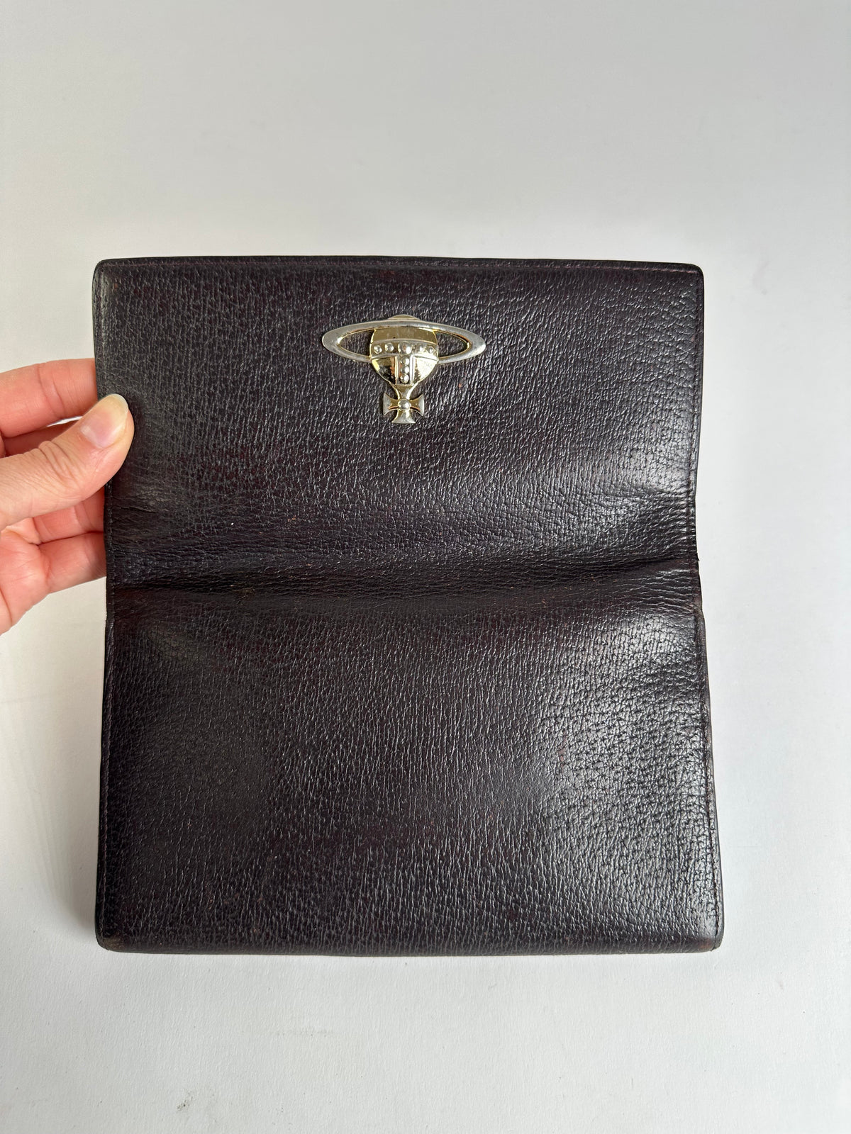 Vintage Vivienne Westwood Textured Leather Flap Wallet Dark Brown