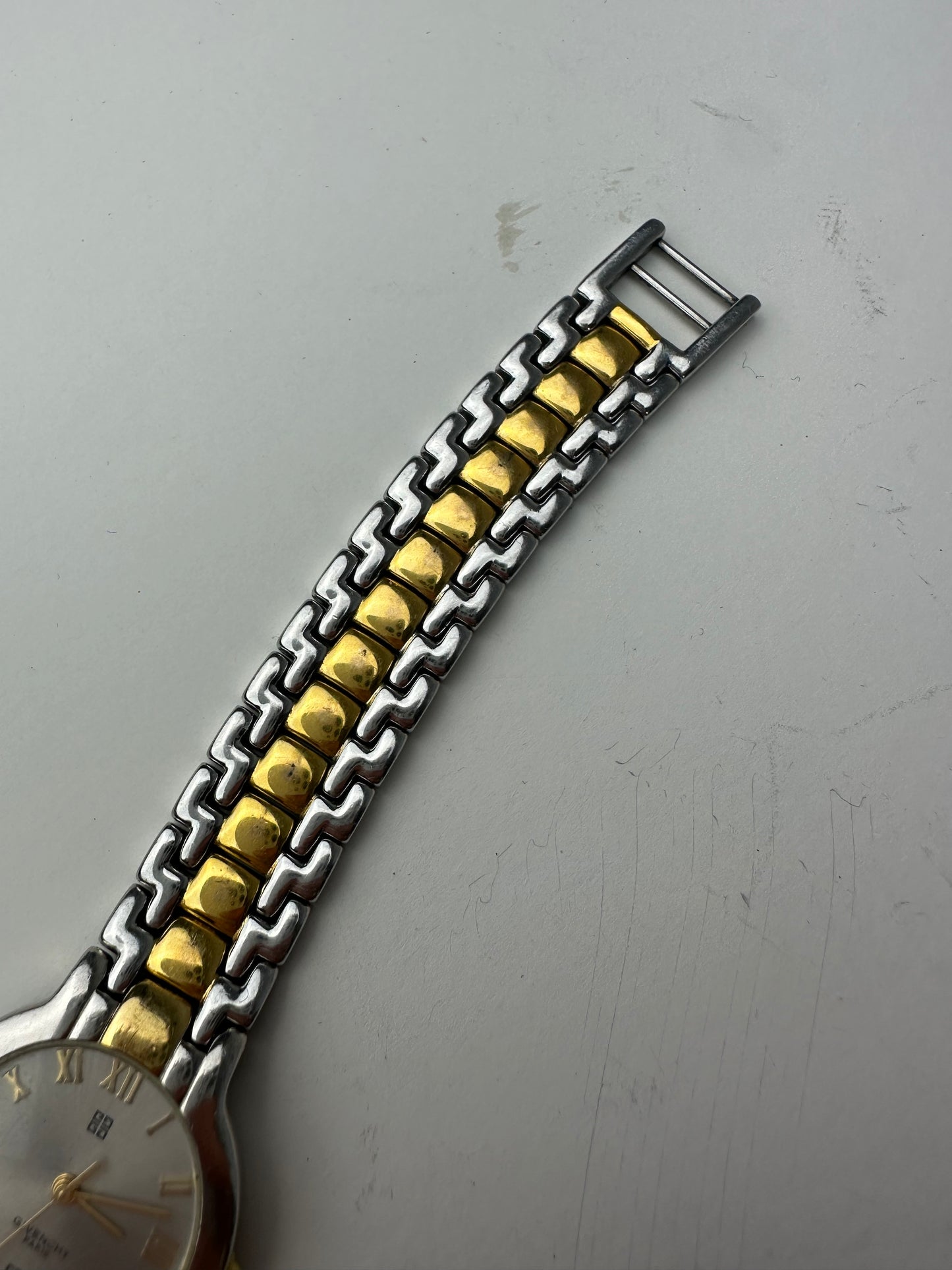 Vintage Givenchy Bracelet Watch Stainless Steel Gold-Tone Accents
