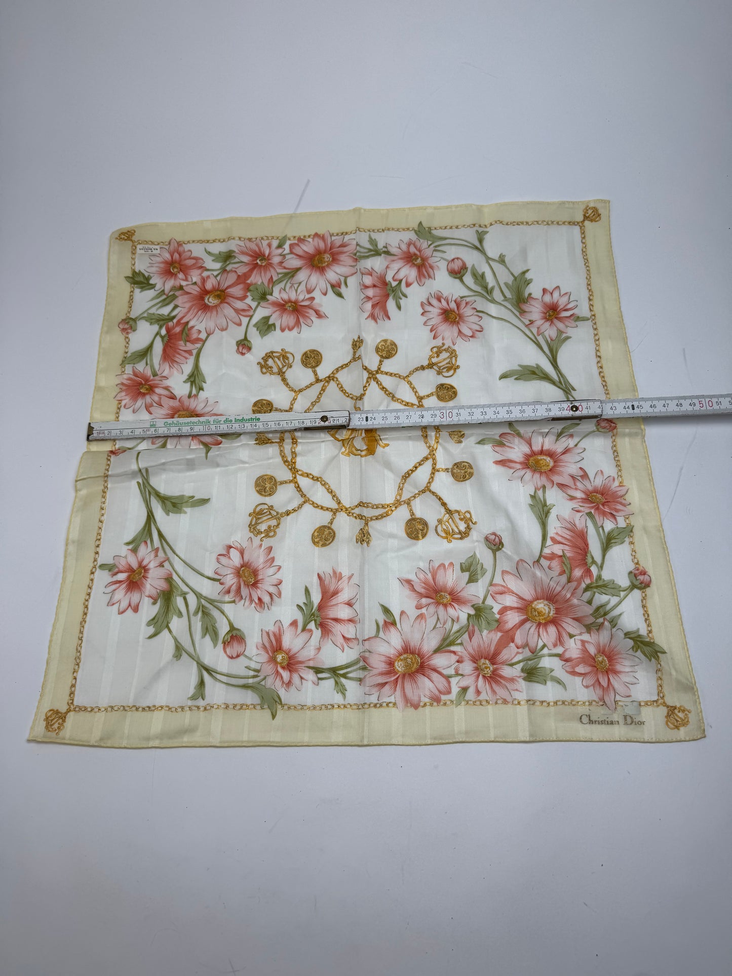 Vintage Dior Floral Scarf Baroque White cream Rose