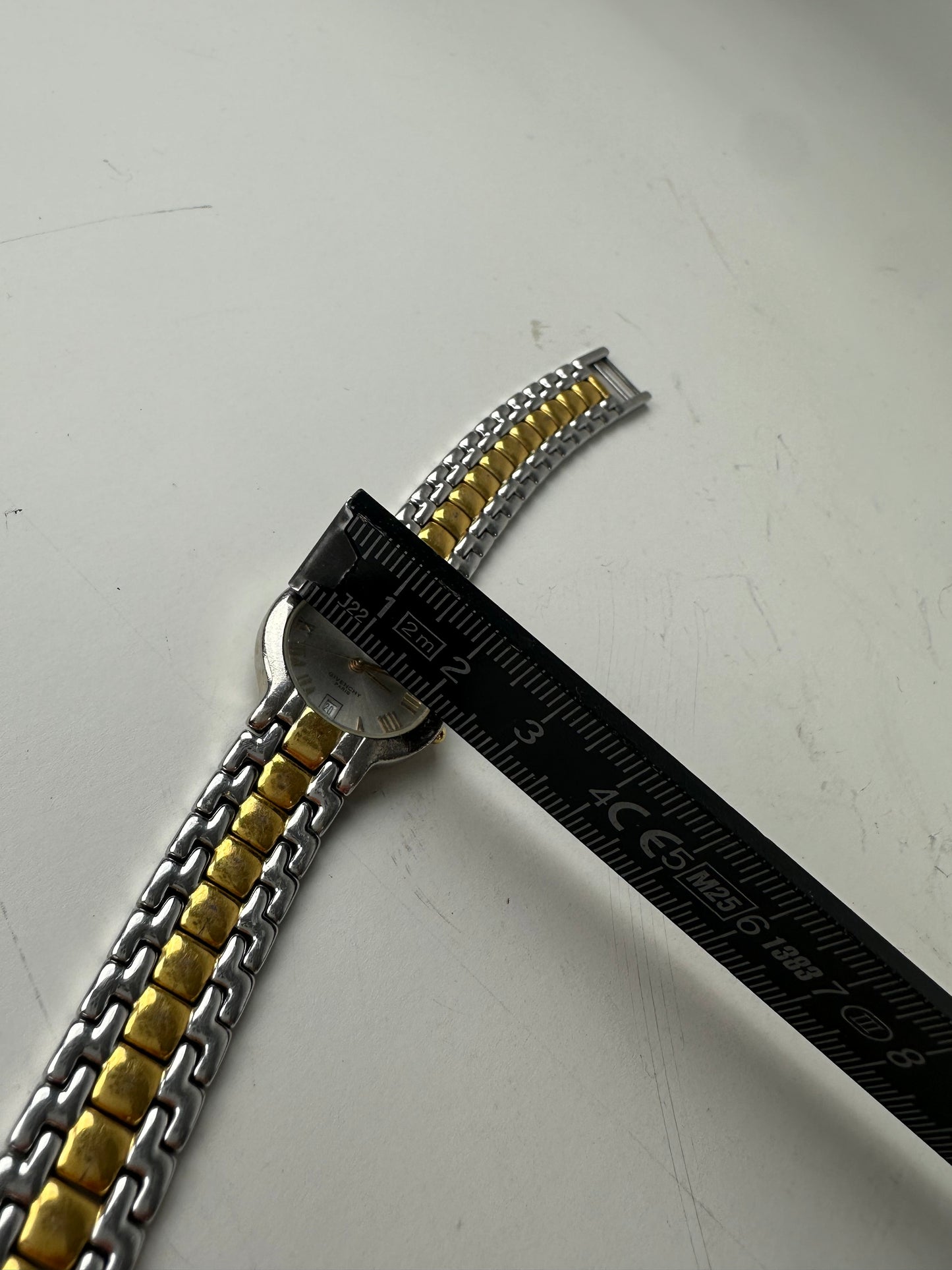Vintage Givenchy Bracelet Watch Stainless Steel Gold-Tone Accents