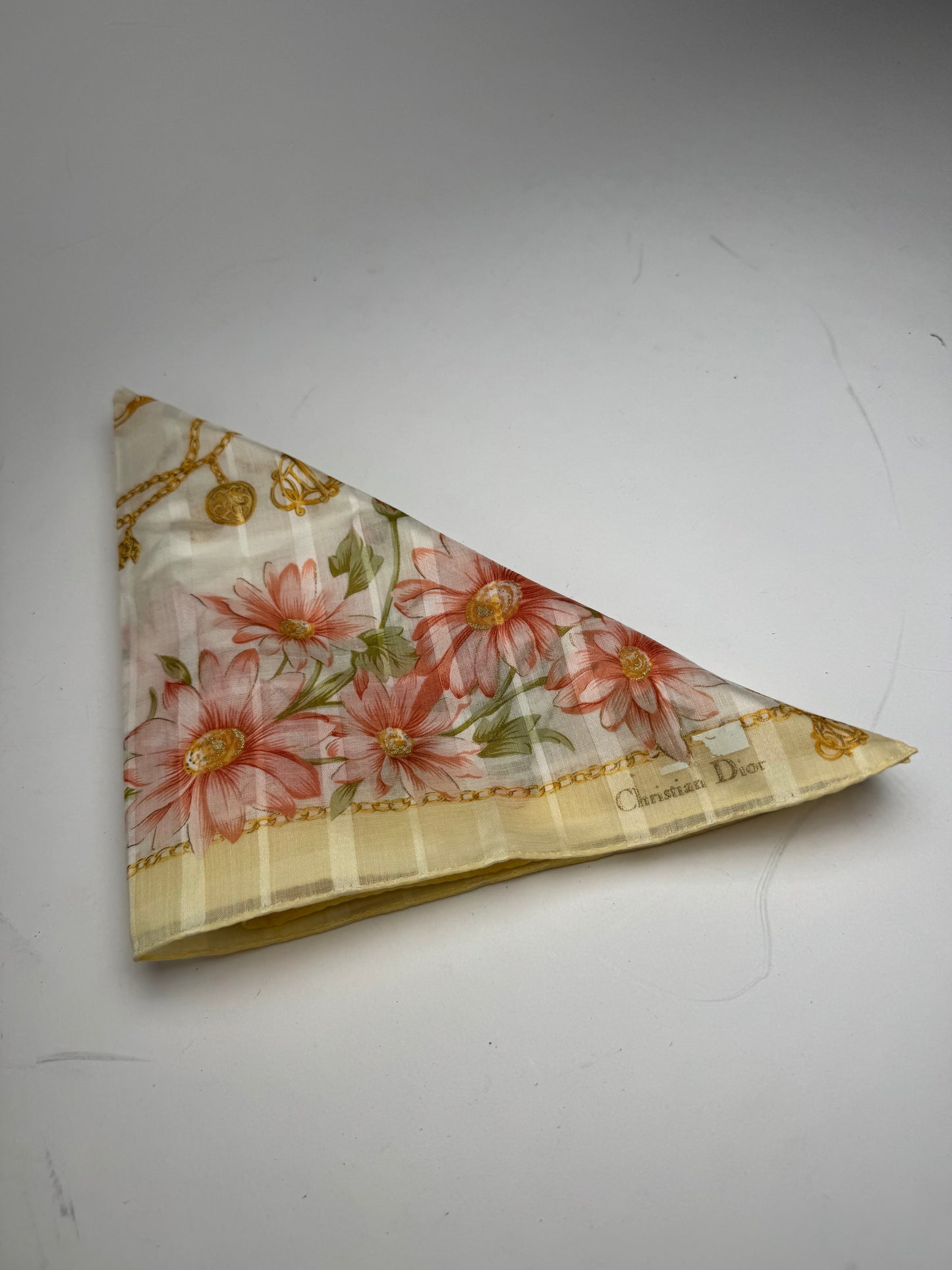 Vintage Dior Floral Scarf Baroque White cream Rose