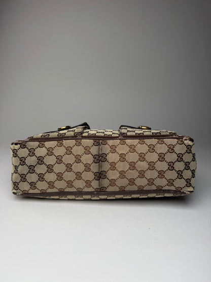 Vintage Gucci Monogram Handbag Beige Brown