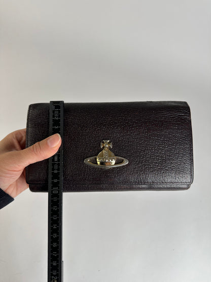 Vintage Vivienne Westwood Textured Leather Flap Wallet Dark Brown