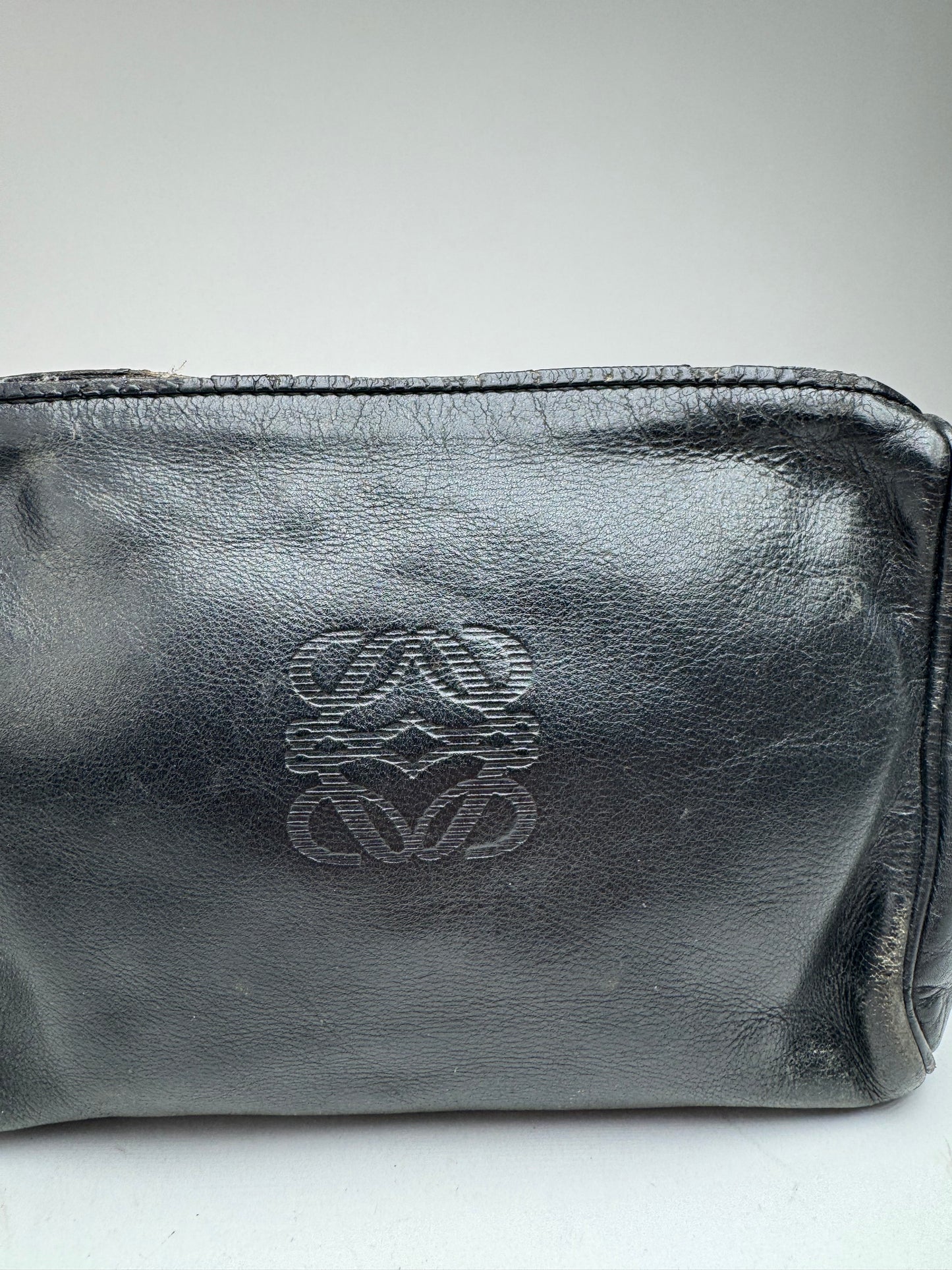 Pochette vintage en cuir Loewe Madrid noire