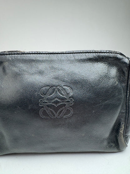 Pochette vintage en cuir Loewe Madrid noire
