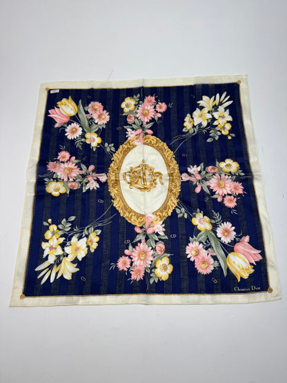 Vintage Dior Scarf Floral Navy