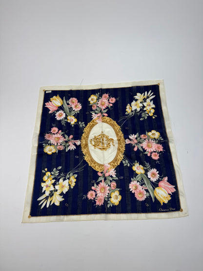 Vintage Dior Scarf Floral Navy