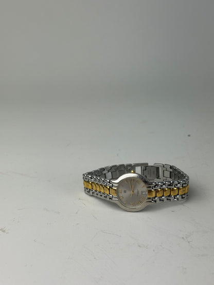 Vintage Givenchy Bracelet Watch Stainless Steel Gold-Tone Accents