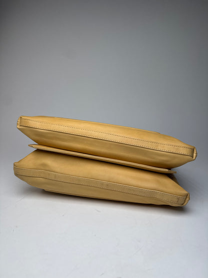 Vintage Issey Miyake Leather Handbag Yellow Beige