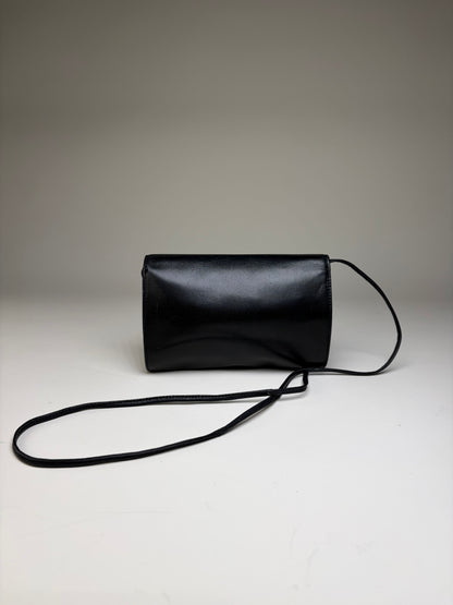 Vintage Givenchy Leather Shoulder Bag Black Gold
