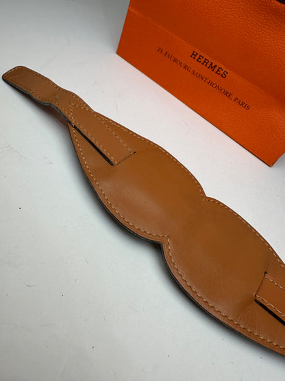 Vintage Hermès Paris Leather Studded Cuff Accessory Black Gold
