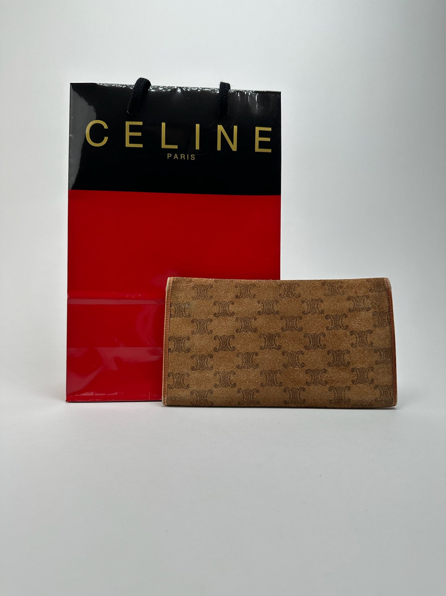 Vintage Celine Paris Suede Leather Monogram wallet brown