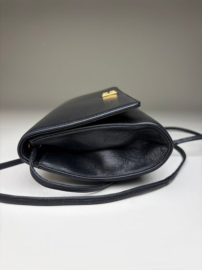 Vintage Givenchy Leather Shoulder Bag Black Gold
