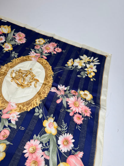 Vintage Dior Scarf Floral Navy